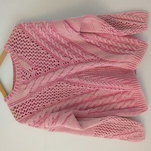 525 America Born Pink Boho Cable knit Sweater Grandma Core Sz Xs